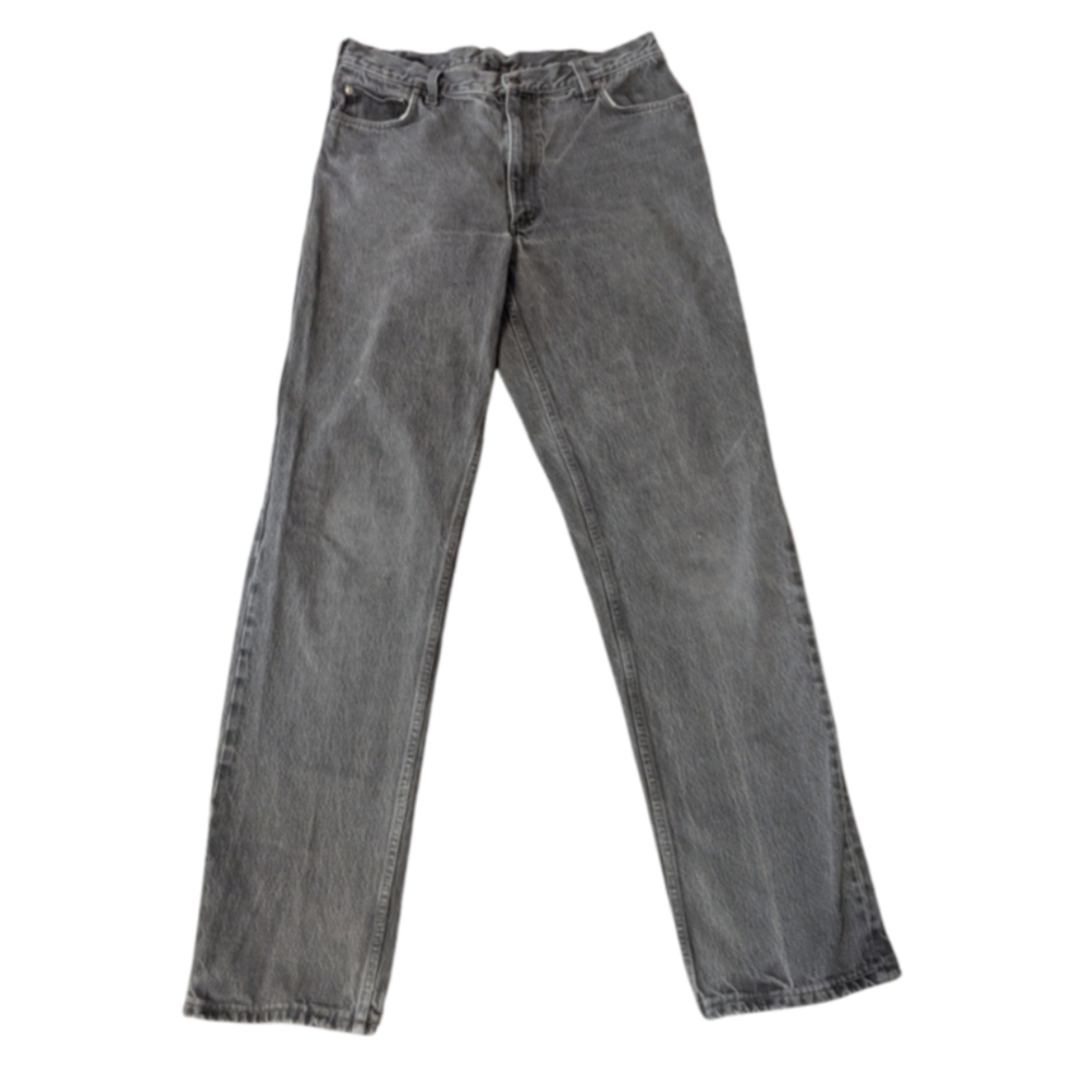 Lands End Cotton Traditional Fit Square Rigger Gray Washed Jeans Men's 36 Long